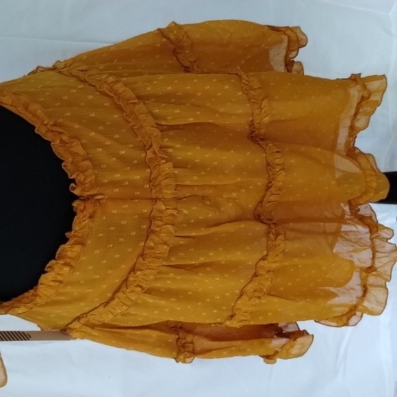 NWT Story On mustard mini dress w V neckline, ruffle SO CUTE! - Picture 9 of 16